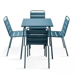 Ensemble table de jardin et 4 chaises en métal bleu pacific palavas oviala Ensemble table de jardin et 4 chaises en métal bleu pacific palavas oviala