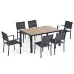 Ensemble table de jardin et 6 chaises en aluminium et cramique bois - oviala