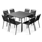 Ensemble table de jardin et 8 chaises en m�tal gris palavas oviala