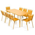 Ensemble table de jardin et 8 chaises en m�tal jaune palavas oviala