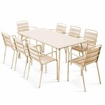 Ensemble table de jardin et 8 fauteuils en mtal ivoire palavas oviala