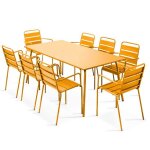 Ensemble table de jardin et 8 fauteuils en m�tal jaune palavas oviala