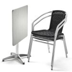 Ensemble table de jardin bistrot inclinable et 2 chaises aluminium - oviala