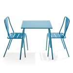 Ensemble table de jardin carr�e et 2 chaises bistrot bleu pacific palavas oviala