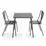 Ensemble table de jardin carr�e et 2 chaises bistrot gris palavas oviala