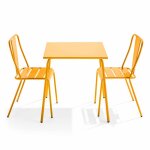 Ensemble table de jardin carr�e et 2 chaises bistrot jaune palavas oviala