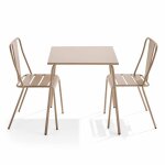 Ensemble table de jardin carr�e et 2 chaises bistrot taupe palavas oviala