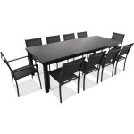 Ensemble table de jardin extensible 256 - 320 cm et 10 assises - oviala Ensemble table de jardin extensible 256 - 320 cm et 10 assises - oviala