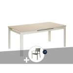 Ensemble table de jardin extensible rectangulaire en aluminium milos ivoire avec 10 chaises - jardiline ...