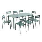 Ensemble table de jardin - oviala - 8 chaises - aluminium - vert fonc� - contemporain