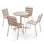 Ensemble table de jardin ronde et 4 chaises taupe palavas oviala