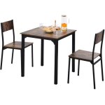 Ensemble table  manger 70 x 70 x 75 cm avec 2 chaises pour 2 personnes pour cuisine salle  manger salonmarro ...