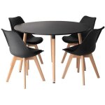 Ensemble table ronde 120cm martha et 4 chaises nora noir