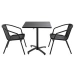 Ensemble table de terrasse bistrot et 2 chaises en aluminium gris