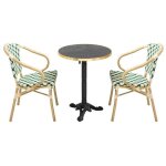 Ensemble table de terrasse marbre noir et 2 chaises vert - oviala