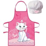 Tablier enfant cuisine - marie - ensemble tablier + toque - 100% polyester - rose - 3  8 ans