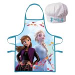 Ensemble tablier + toque - ewa - la reine des neiges - 100% polyester - pour enfant 3 - 8 ans - bleu