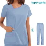 Ensemble uniformes unisexe blouse - uniforme médical avec haut et pantalon bleu ciel Ensemble uniformes unisexe blouse - uniforme médical avec haut et pantalon bleu ciel