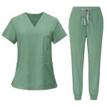 Ensemble uniformes unisexe blouse - uniforme mdical avec haut et pantalon vert menthe