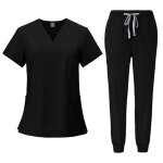 Ensemble uniformes unisexe blouse - noir - haut et pantalon - tenue professionnelle m�dicale