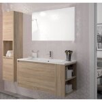 Ensemble vesna meuble + vasque + miroir + colonne / décor chêne blanchi Ensemble vesna meuble + vasque + miroir + colonne / décor chêne blanchi