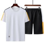 Ensemble de vtement 2 pices homme - tee - shirt et short schage rapide respirant - fitness gym - blanc ...