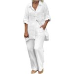 Ensemble de vetements 2023 ensemble survêtement coton et lin 2 pcs femme combinaison printemps Été de ... Ensemble de vetements 2023 ensemble survêtement coton et lin 2 pcs femme combinaison printemps Été de ...