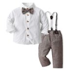 Ensemble de vtement bb garon 2 pices en coton 9 mois  10 ans pour mariage crmonie - marron