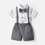 Ensemble de vtements bb garon mariage baptme costume ceremonie chemise avec n?ud papillon short ...