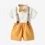Ensemble de vtements bb garon mariage baptme costume ceremonie chemise avec n?ud papillon short ...