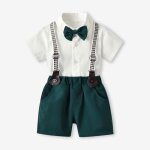 Ensemble de vtements bb garon mariage baptme costume ceremonie chemise avec n?ud papillon short ...