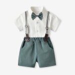 Ensemble de vtements bb garon mariage baptme costume ceremonie chemise avec n?ud papillon short ...
