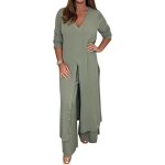 Ensemble de pantalon larges et top lgante ample costume 2 pices - marque - couleur argent - femme