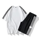 Ensemble de vetement homme ete 2 pices t - shirt et short imprim respirant fitness confortable - blanc ...