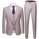 Ensemble de vtements homme grande taille beige 3 pices (costume + pantalon de costume + gilet) robe ...