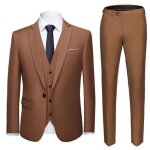 Ensemble de v�tements homme grande taille kaki 3 pi�ces (costume + pantalon de costume + gilet) robe ...