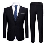 Ensemble de v�tements homme grande taille noir 3 pi�ces (costume + pantalon de costume + gilet) robe ...