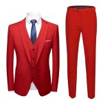 Ensemble de v�tements homme grande taille rouge 3 pi�ces (costume + pantalon de costume + gilet) robe ...