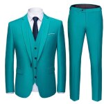 Ensemble de v�tements homme grande taille vert 3 pi�ces (costume + pantalon de costume + gilet) robe ...