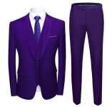 Ensemble de v�tements homme grande taille violet fonce 3 pi�ces (costume + pantalon de costume + gilet) ...