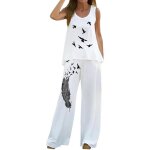 Ensemble de vetements en lin femme Été tailleurs costume chic et elegant deux pièces haut large lâche ... Ensemble de vetements en lin femme Été tailleurs costume chic et elegant deux pièces haut large lâche ...