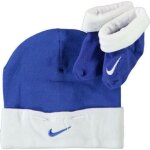 Ensemble v�tements nike b�b� bonnet et chaussons bleu roi et blanc
