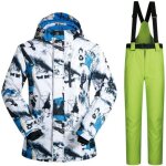 Ensemble de vetements de ski homme - imperméable - bleu vert - coupe - vent - bretelle amovible Ensemble de vetements de ski homme - imperméable - bleu vert - coupe - vent - bretelle amovible