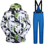 Ensemble de vetements de ski homme - vert bleu - impermable - coupe - vent - chaud