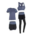 Ensemble de vêtement de sport femme - marque - modèle - bleu - fitness - 4 pièces Ensemble de vêtement de sport femme - marque - modèle - bleu - fitness - 4 pièces