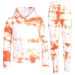 Ensemble de v�tements de sport pour filles - tie dye - orange - �ge 5 - 13 ans