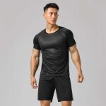 Ensemble de v�tements de sport fitness running basket homme �t� manches courtes s�chage rapide - noir ...