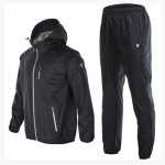 Ensemble de vêtement de sudation homme a capuche - noir - fitness - imperméable - respirant Ensemble de vêtement de sudation homme a capuche - noir - fitness - imperméable - respirant