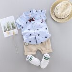 Ensemble de vêtements bébé garçon - toddler kids - bow crown gentleman shirt tops shorts - bleu Ensemble de vêtements bébé garçon - toddler kids - bow crown gentleman shirt tops shorts - bleu