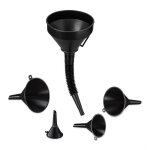 Relaxdays entonnoir voiture 5 tailles universel avec tuyau et tamis pour le garage et la maison noir